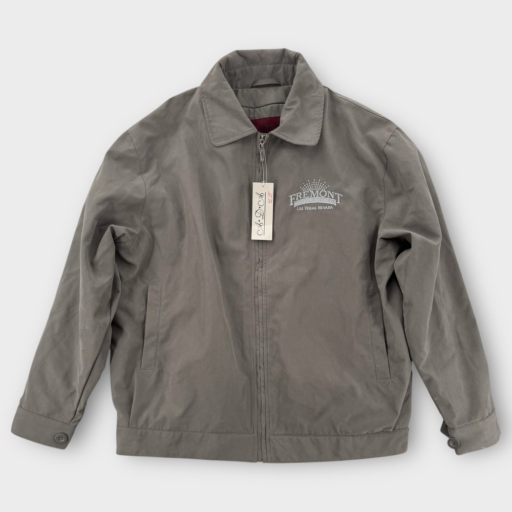 VINTAGE Fremont Hotel Work Jacket Mens M Casino Las Vegas Gray‎ Dad Zip Up NEW